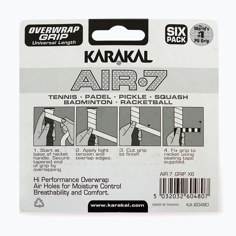 Owijki squash Karakal Air 7 Overwrap Grip 6 pack pink 2