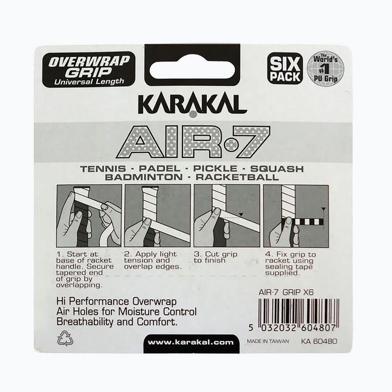 Owijki squash Karakal Air 7 Overwrap Grip 6 pack orange 2