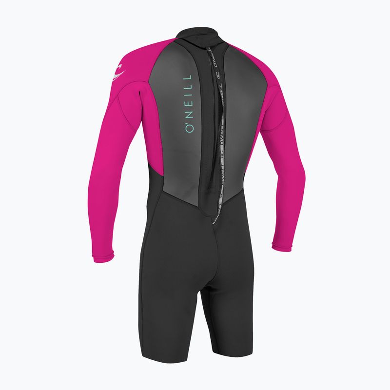 Pianka do pływania dziecięca O'Neill Youth Reactor-2 2mm Back Zip LS Spring black/berry 2