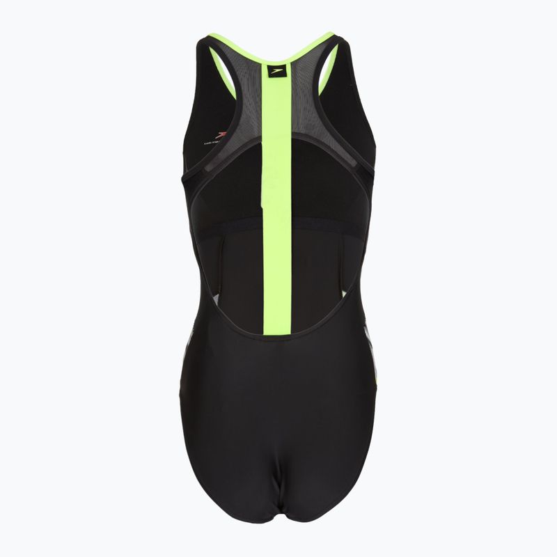 Strój pływacki jednoczęściowy damski Speedo Reflect Wave black/green 2
