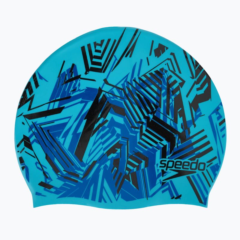 Czepek pływacki dziecięcy Speedo Slogan Print blue/black