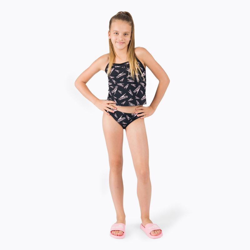 Strój pływacki dwuczęściowy dziecięcy Speedo Printed Tie-Back Tankini black/pink 5