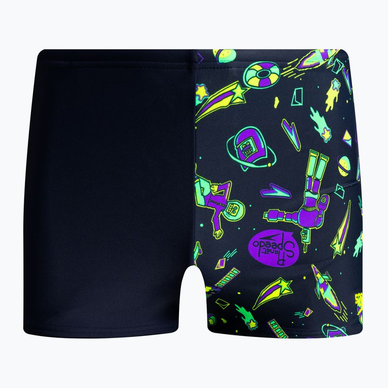 Bokserki pływackie dziecięce Speedo Allover Leg Aquashort navy/green