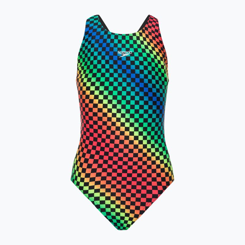 Strój pływacki jednoczęściowy dziecięcy Speedo Digital Allover Leaderback black/yellow