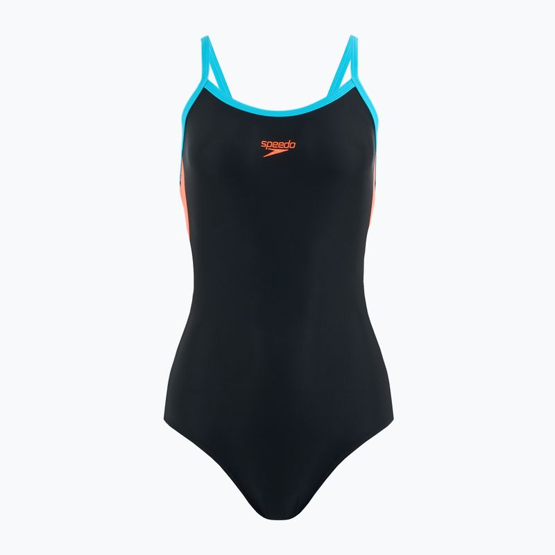 Strój pływacki jednoczęściowy damski Speedo Dive Thinstrap Muscleback black / volcanic orange