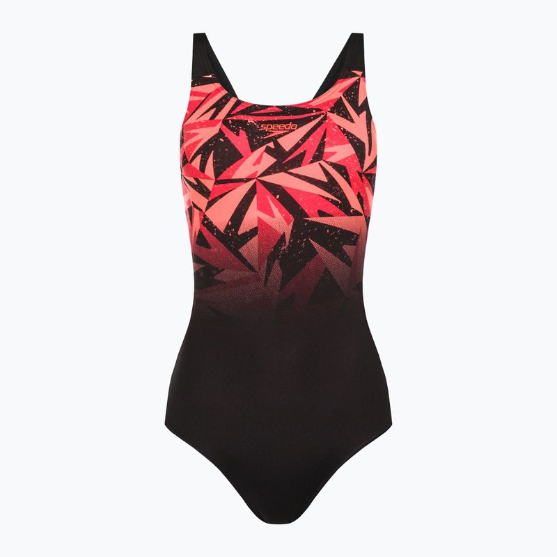Strój pływacki jednoczęściowy damski Speedo Hyperboom Placement Muscleback hyper black/lava red