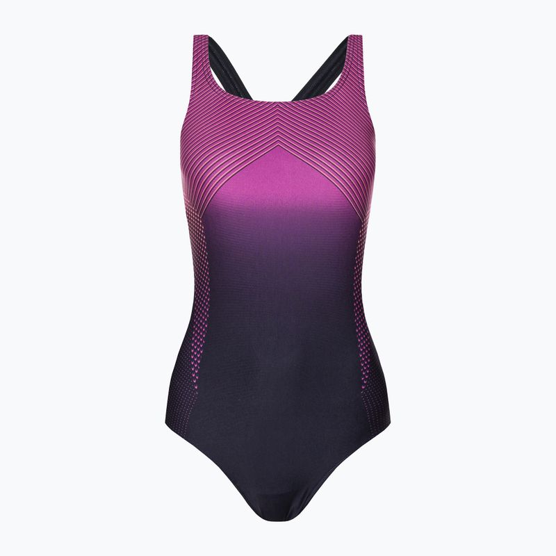 Strój pływacki jednoczęściowy damski Speedo Digital Placement Medalist knit true navy/neonorchid