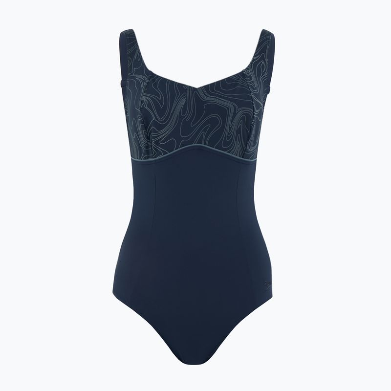 Strój pływacki jednoczęściowy damski Speedo ContourLustre Printed true navy / white / usa charcoal