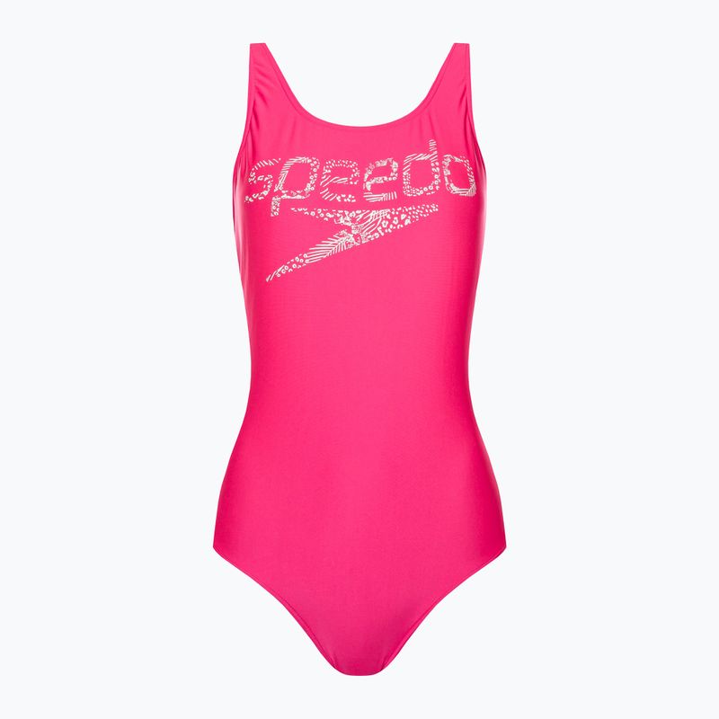 Strój pływacki jednoczęściowy damski Speedo Logo Deep U-Back fluo pink