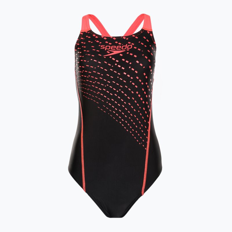 Strój pływacki jednoczęściowy damski Speedo Medley Logo Medalist black/siren red