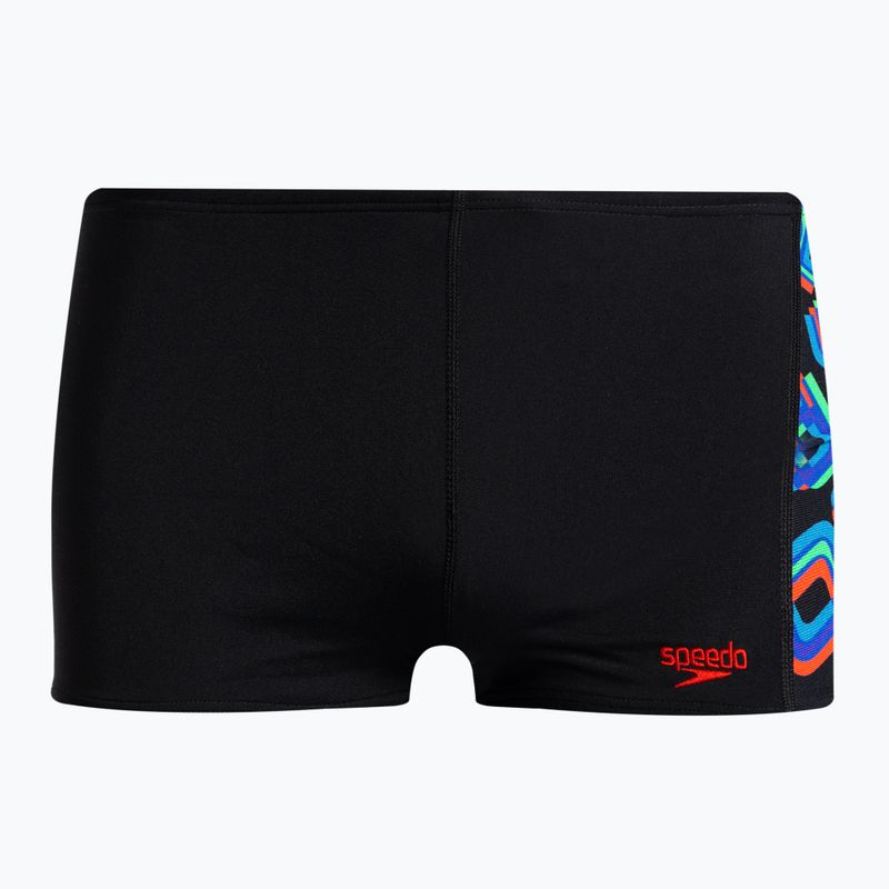 Bokserki pływackie dziecięce Speedo Digital Panel Aquashort scatter black/lava red