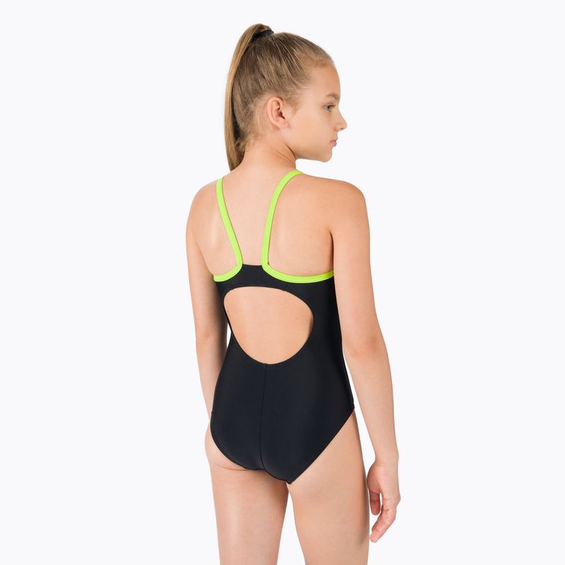 Strój pływacki jednoczęściowy dziecięcy Speedo Placement Thinstrap Muscleback black/atomic lime 3