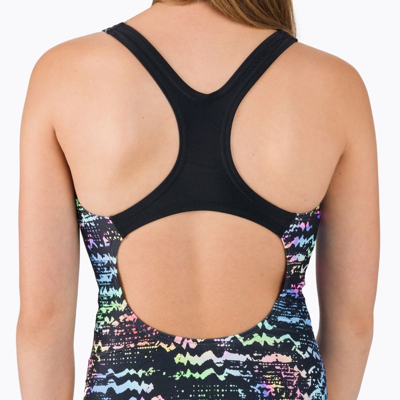 Strój pływacki jednoczęściowy dziecięcy Speedo Allover Medalist wave black/lapis/neon fire 5