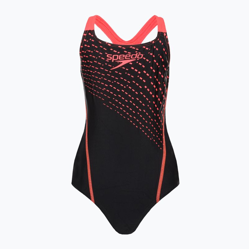 Strój pływacki jednoczęściowy dziecięcy Speedo Medley Logo Medalist black/siren red