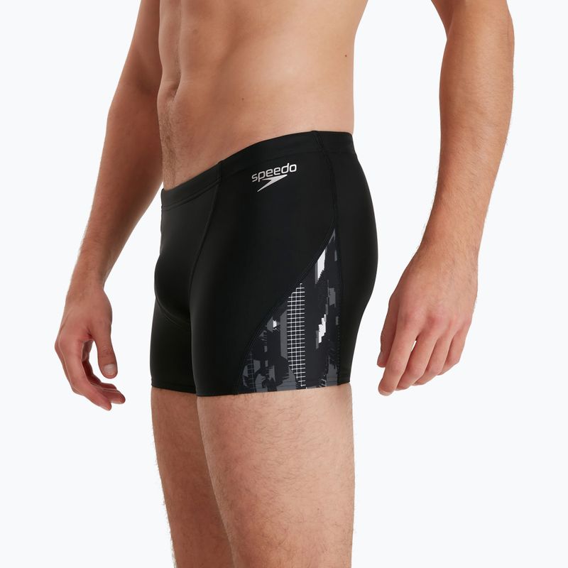 Bokserki pływackie męskie Speedo Allover V-Cut Aquashort black/usa charcoal 5