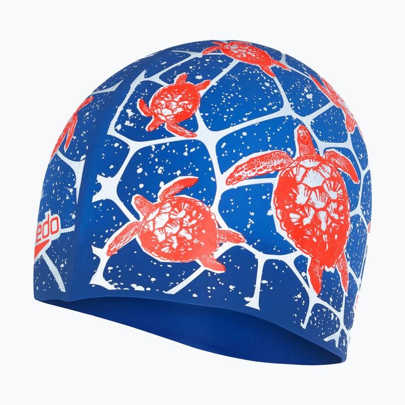 Czepek pływacki dziecięcy Speedo Logo Placement chroma blue/white/watermelon 2