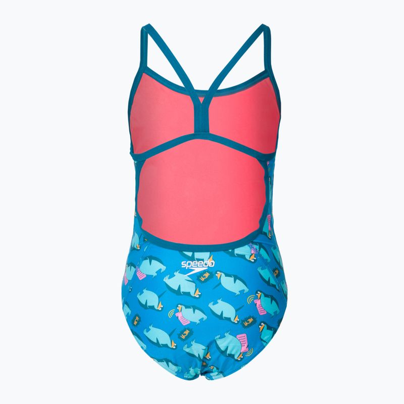 Strój pływacki jednoczęściowy dziecięcy Speedo Flipper Phone Allover V-Back pool/light adriatic 2