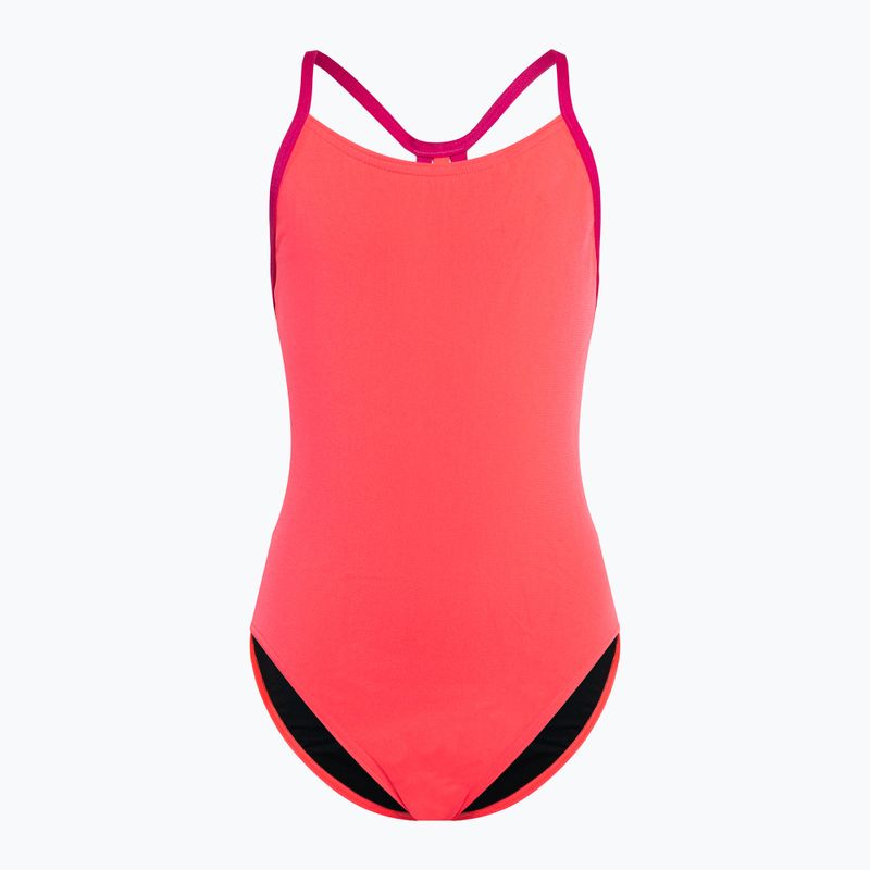 Strój pływacki jednoczęściowy dziecięcy Speedo Lane Line Back Solid phoenix red/magenta