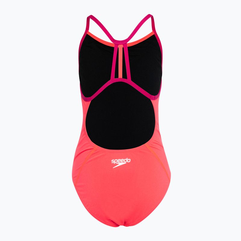 Strój pływacki jednoczęściowy dziecięcy Speedo Lane Line Back Solid phoenix red/magenta 2