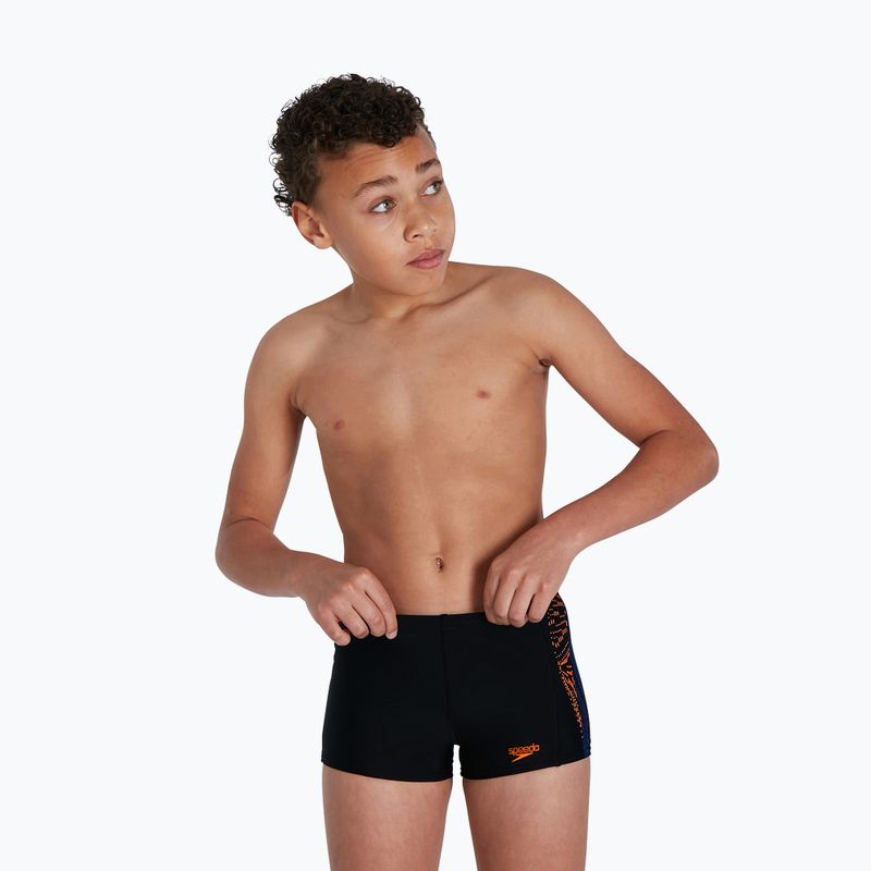 Bokserki pływackie dziecięce Speedo Plastisol Placement Aquashort black/papaya punch/blue flame 5