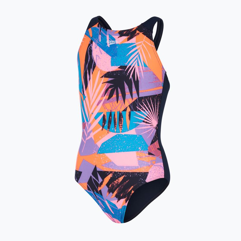 Strój pływacki jednoczęściowy dziecięcy Speedo Allover Pulseback true navy/siren red/lilac 5