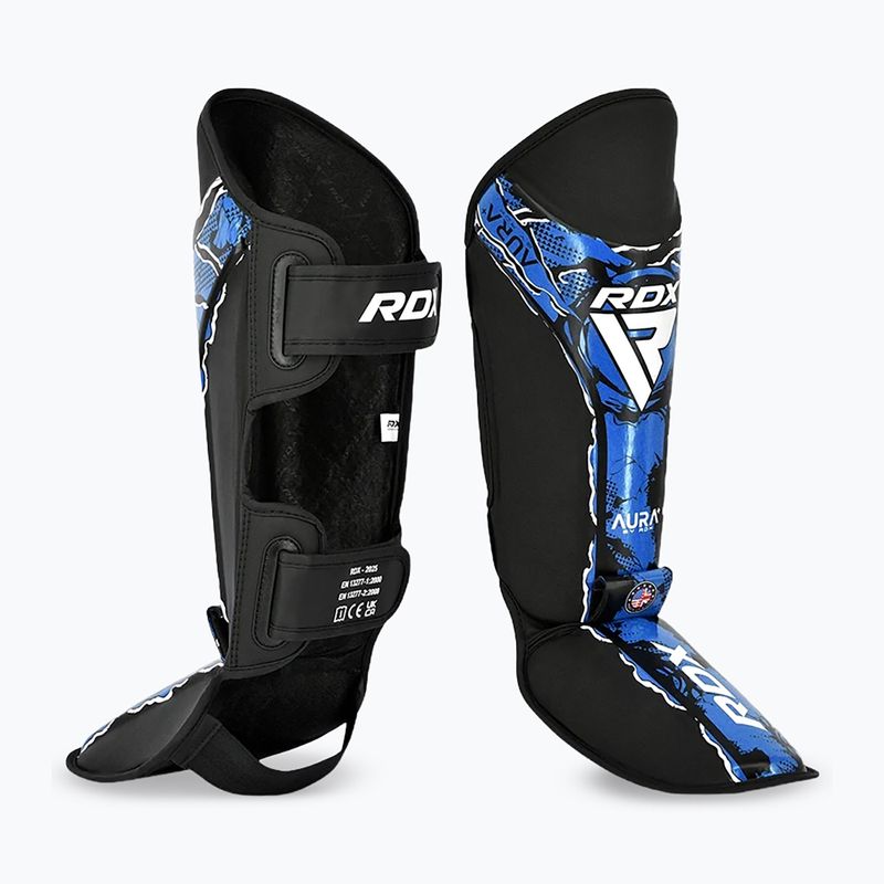 Ochraniacze na piszczele i stopy RDX Instep New Aura F17 Shin black/blue 2