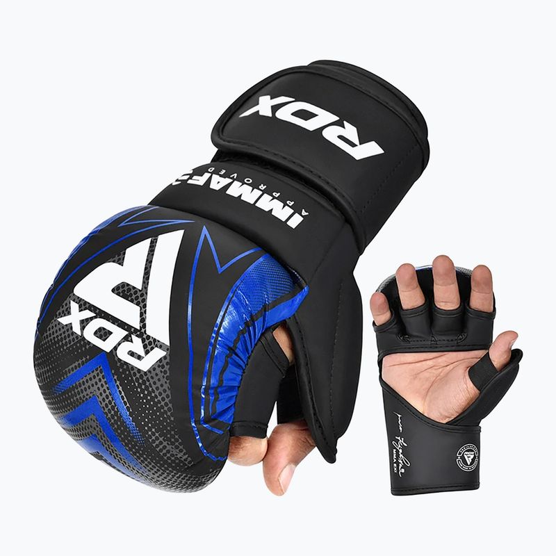 Rękawice grapplingowe RDX IMMAF Approved Shooted Grappling blue 2