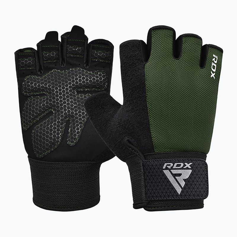 Rękawiczki treningowe RDX W1H Gym Workout army green 2