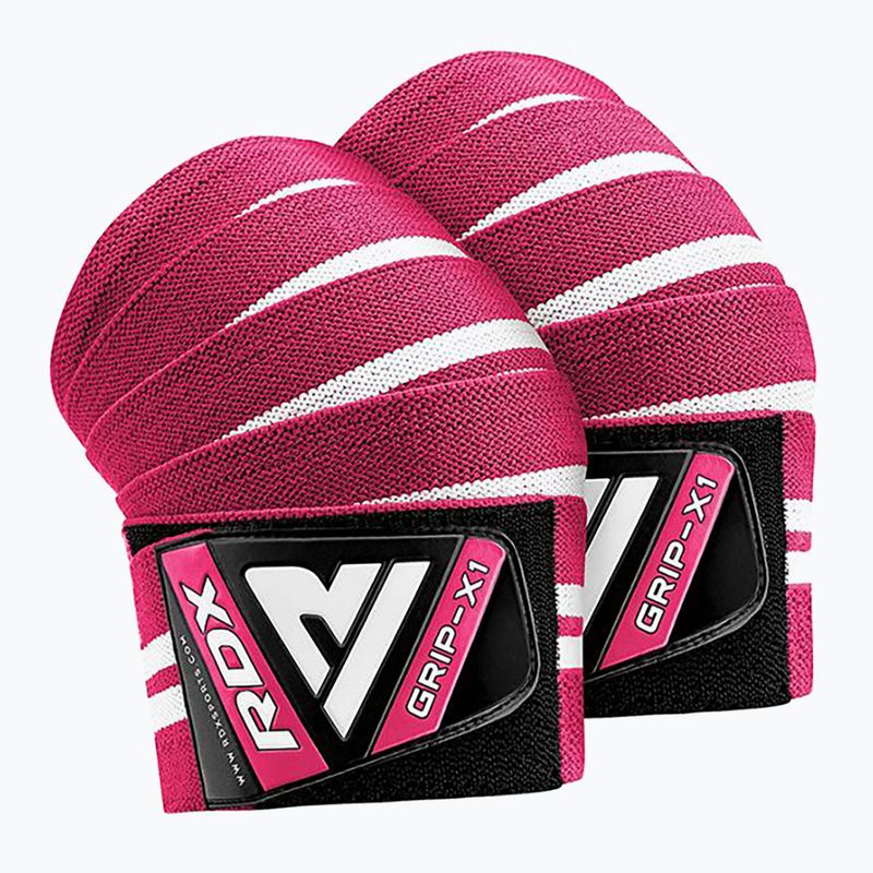 Opaski na kolana RDX Weightlifting Gym Knee Wrap pink 2