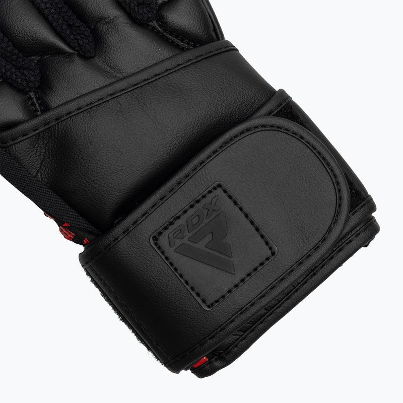 Rękawiczki treningowe RDX L4 Finger Weightlifting Leather red/black 5