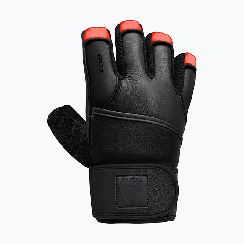 Rękawiczki treningowe RDX L4 Finger Weightlifting Leather red/black 3