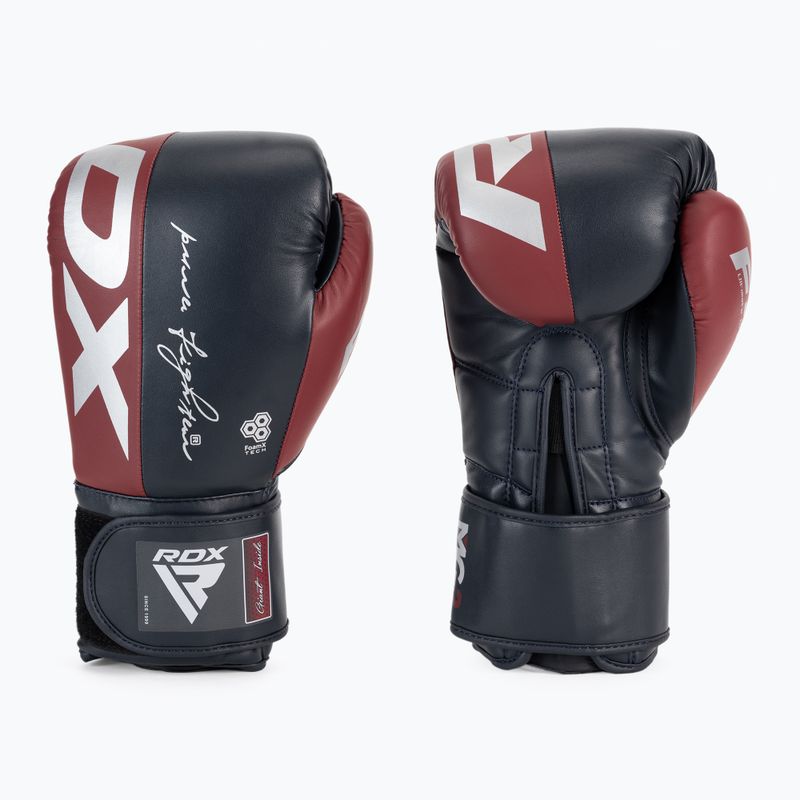 Rękawice bokserskie RDX REX F4 maroon/blue 3