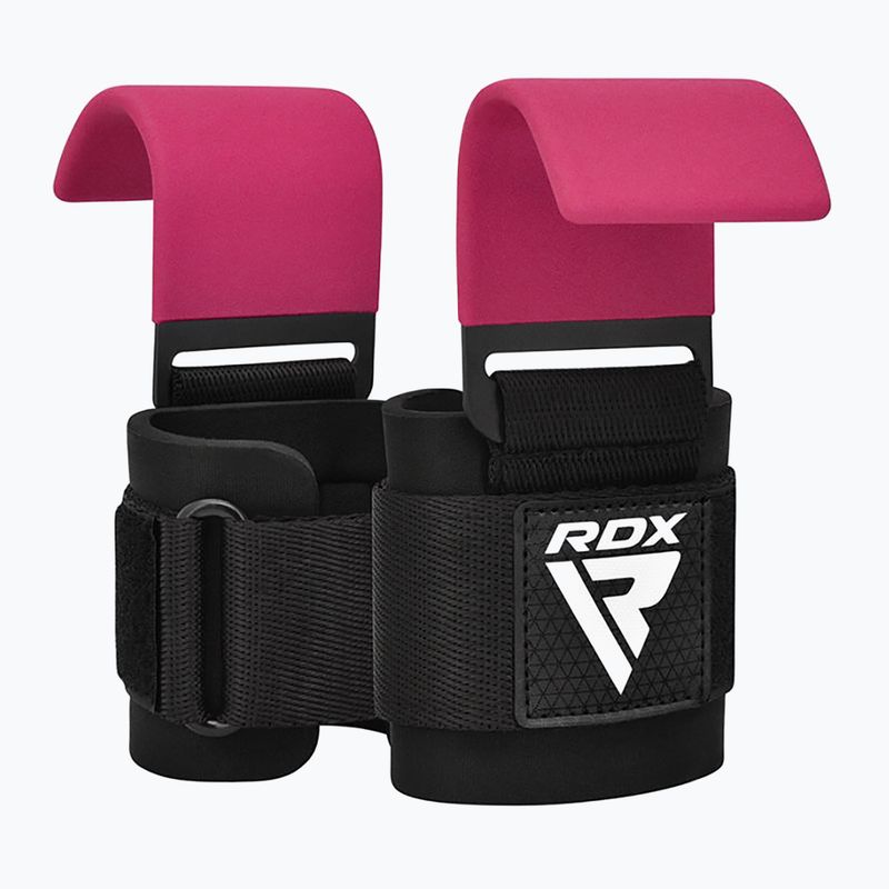 Paski do podnoszenia ciężarów z hakami RDX W5 Weight Lifting Hook Strap pink