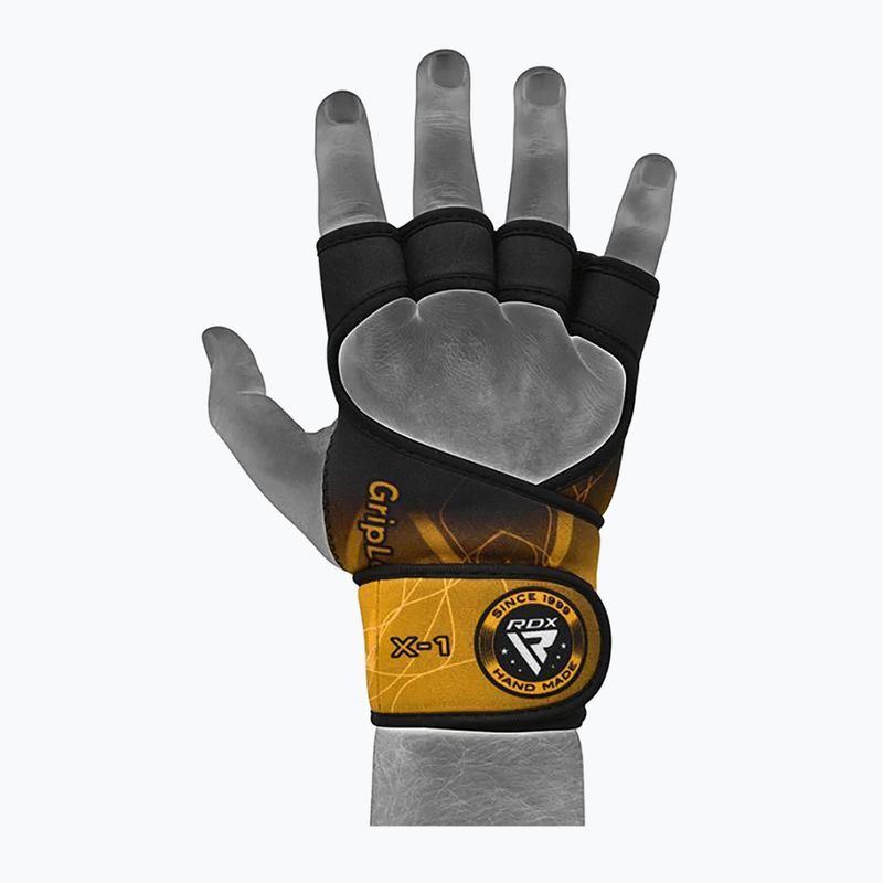 Rękawiczki treningowe RDX Weight Lifting X1 Long Strap yellow 6