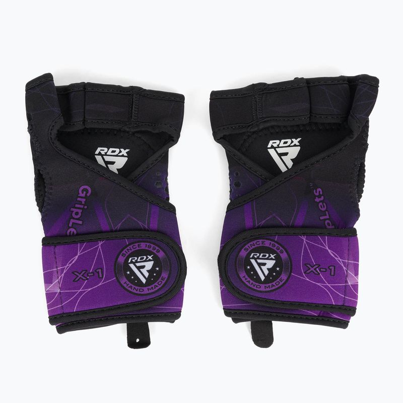 Rękawiczki treningowe RDX Weight Lifting X1 Long Strap purple 2