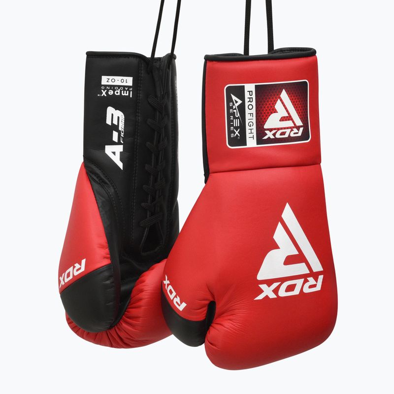 Rękawice bokserskie RDX Pro Fight Apex Competition Lace Up Boxing red 4