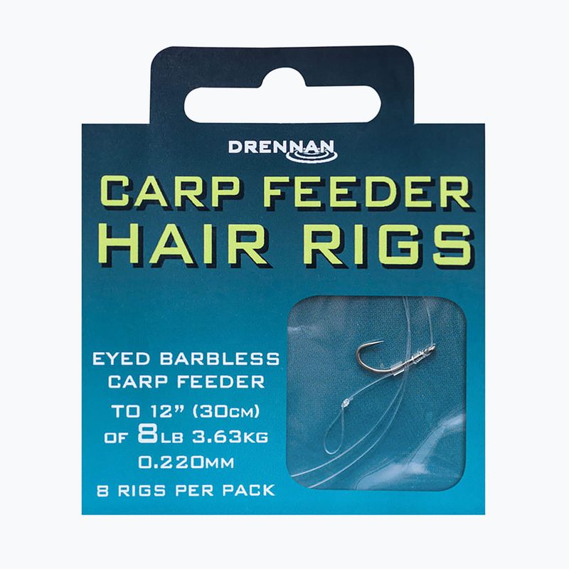 Przypon do methody Drennan Carp Feeder Hair Rigs z oczkiem hak bezzadziorowy 8 + żyłka 8 szt. bezbarwny HNHCFD016