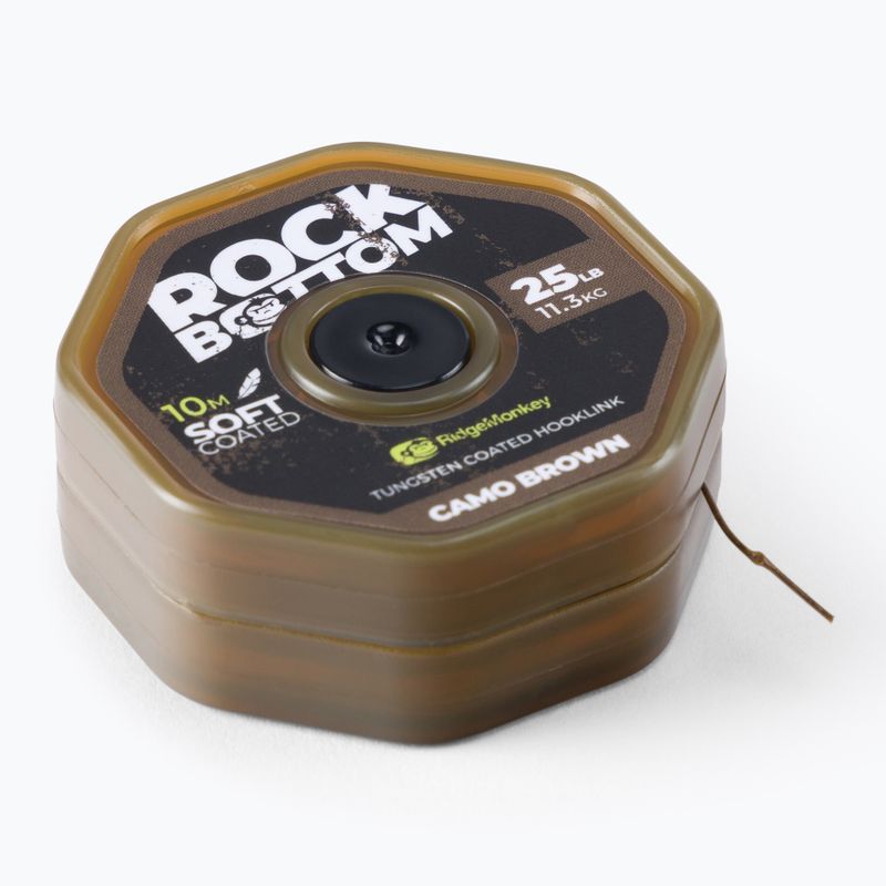 Plecionka przyponowa karpiowa RidgeMonkey Connexion Rock Bottom Tungsten Soft Coated Hooklink brązowa RMT280