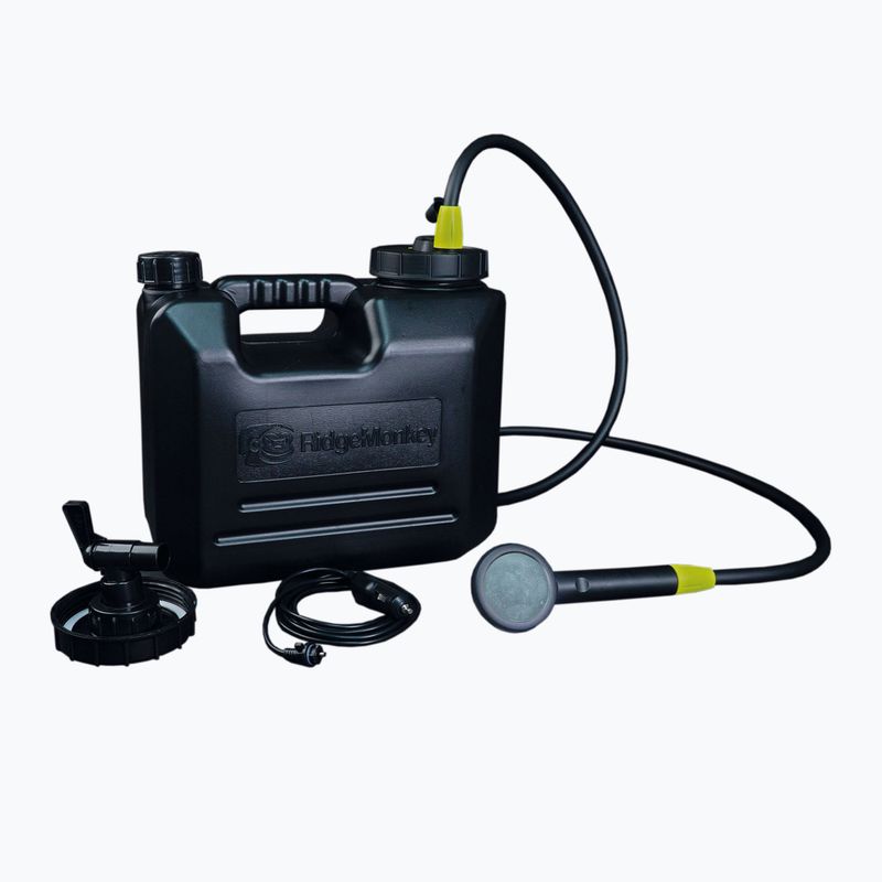 Prysznic biwakowy RidgeMonkey Outdoor Power Shower Full Kit z kanistrem czarny RM OPWS FK