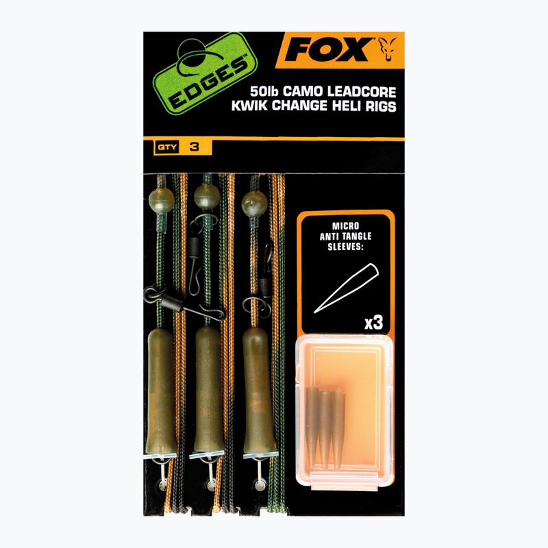 Przypon karpiowy Fox International Edges Ready Tied Camo Leadcore Heli Rig Leaders