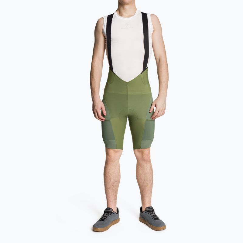 Spodenki rowerowe męskie Endura GV500 Reiver Bibshort olive green