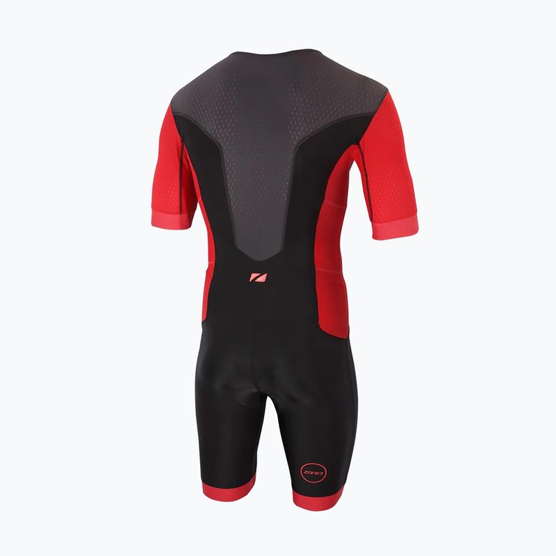 Kombinezon triathlonowy męski ZONE3 Aquaflo+ Full Zip Trisuit black/red 2