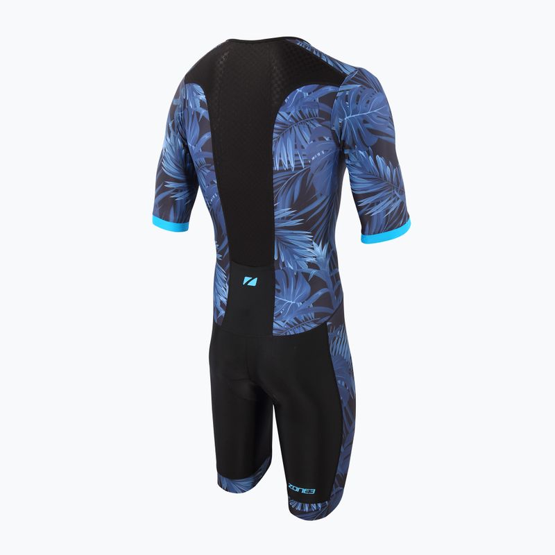 Kombinezon triathlonowy męski ZONE3 Activate+ Tropical Palm Full Zip Trisuit navy/blue 2