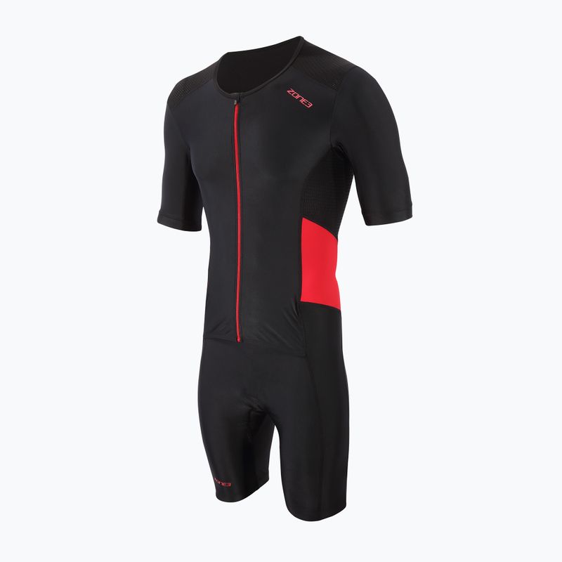 Kombinezon triathlonowy męski ZONE3 Activate Full Zip Trisuit black/red