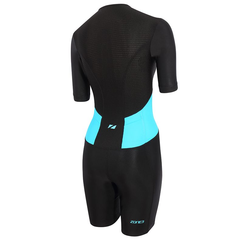 Kombinezon triathlonowy damski ZONE3 Activate SS Full Zip Trisuit black/turquoise 2