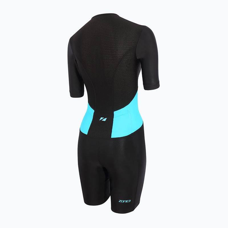 Kombinezon triathlonowy damski ZONE3 Activate SS Full Zip Trisuit black/turquoise 3