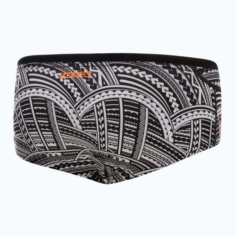 Bokserki pływackie męskie ZONE3 Kona Speed Brief Shorts tribal print/black/ white/orange 2