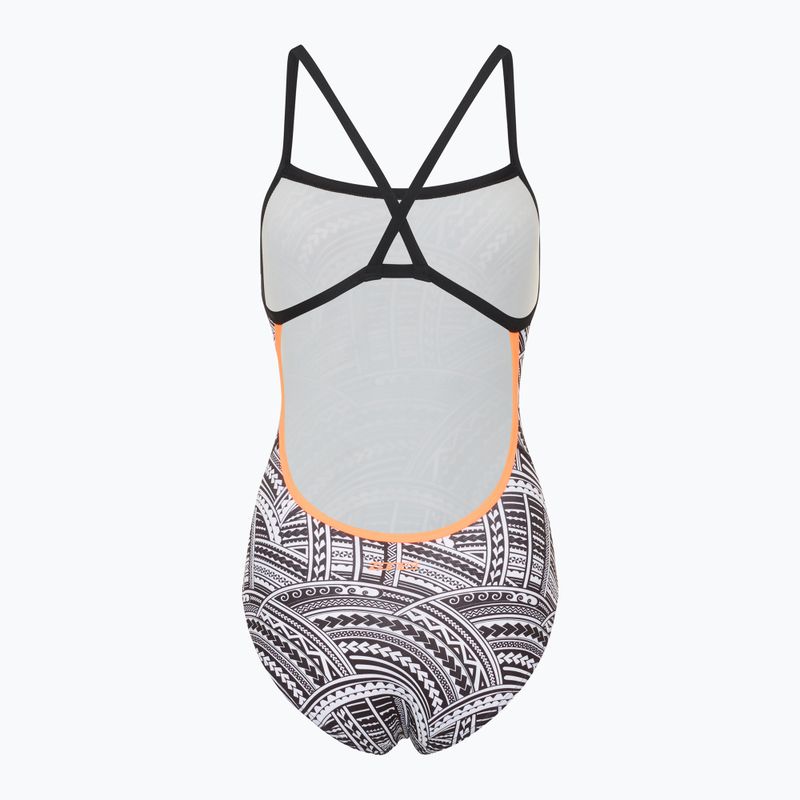 Strój pływacki jednoczęściowy damski ZONE3 Kona Speed Strap Back tribal print/black/ white/orange 2