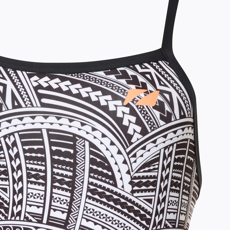 Strój pływacki jednoczęściowy damski ZONE3 Kona Speed Strap Back tribal print/black/ white/orange 3