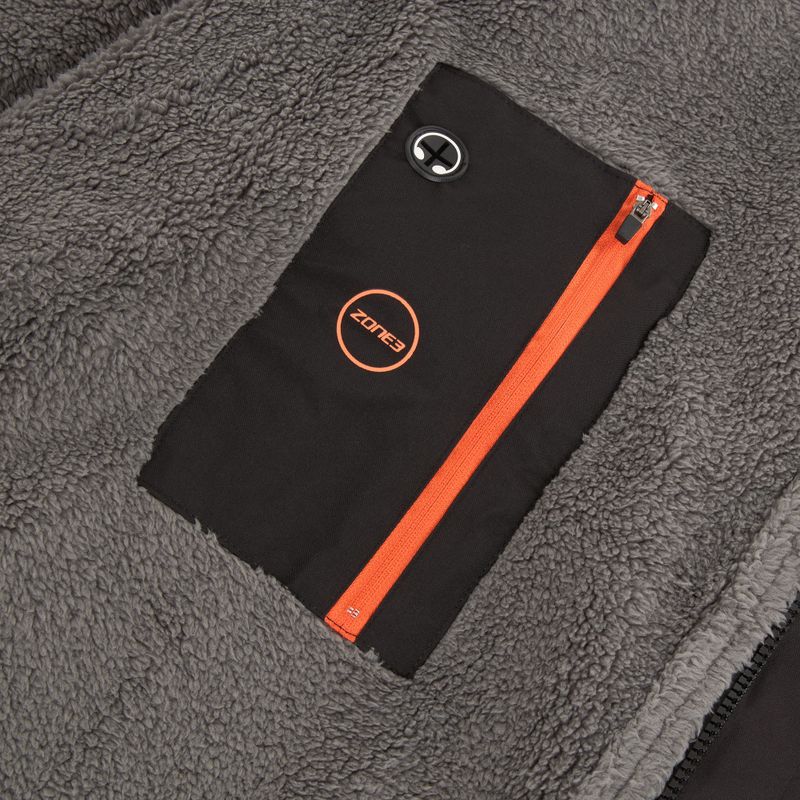 Płaszcz ZONE3 Oversized Polar Fleece Robe Parka black/orange 7